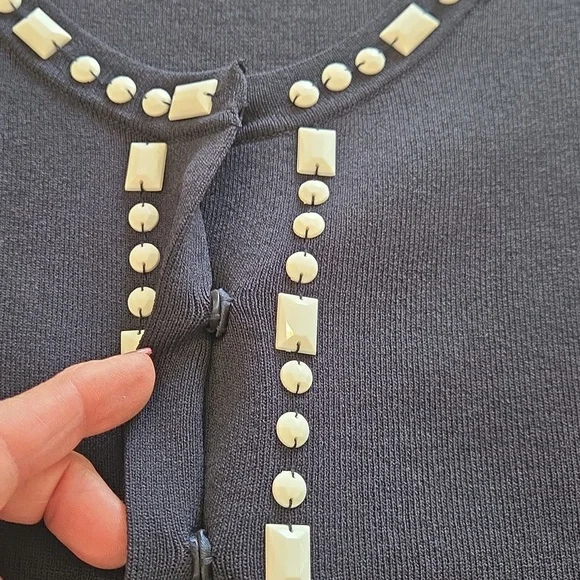 Easter Brunch Anne Taylor Loft Women's Navy Blue Sweater Full Snap Front XS - Picture 12 of 16